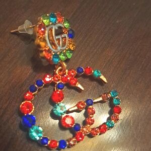 Designer inspired earrings brilliant colored stones